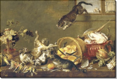 Драка котов в кладовке, 1650 - Вос, Корнелис де