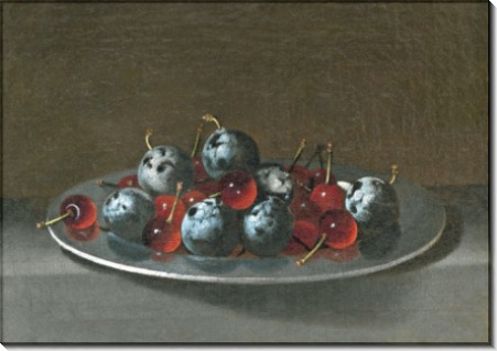 Поднос с вишней и сливой, 1628 - Хамен, Хуан ван дер