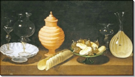 Натюрморт из стекла, керамики и сладостей, 1622 - Хамен, Хуан ван дер