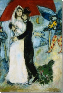 Пара на красном фоне, 1983 - Шагал, Марк Захарович
