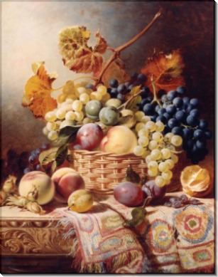 Натюрморт с корзиной фруктов на столе - Дюффилд, Уильям