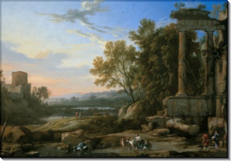 Итальянский пейзаж с пастухом и римские руины - Патель, Пьер-Антуан (Старший)