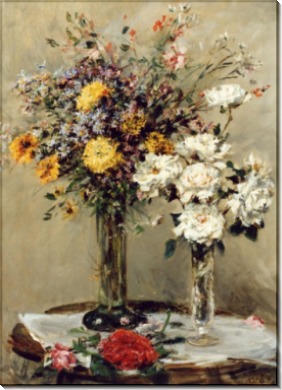 Цветы в двух стеклянных вазах на столе -  Фишер, Марк