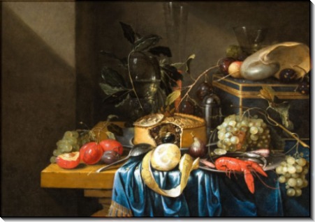 Натюрморт с фруктами, пирогом и стеклянными стаканами - Джиллеменс, Ян Пауэл (младший)