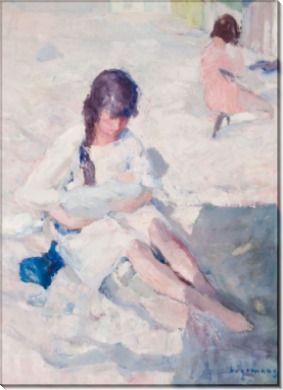 Женщина с ребенком на пляже - Вейджманс, Морис