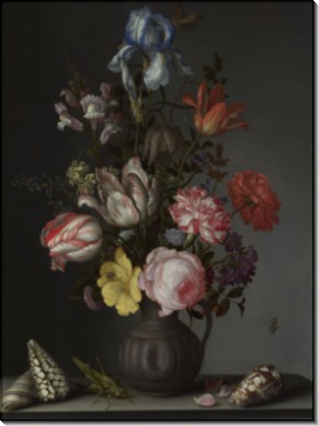 Цветы в вазе с раковинами и насекомыми - Аст, Бальтазар ван дер