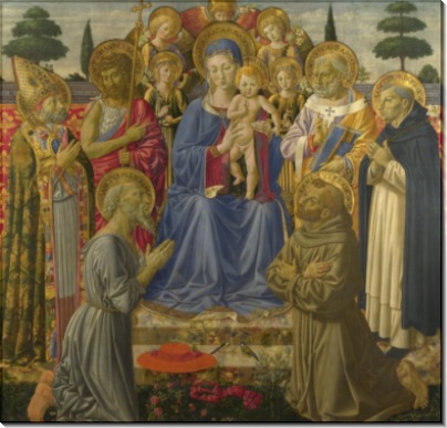 Богоматерь с Младенцем на престоле среди ангелов и святых - Гоццоли, Беноццо