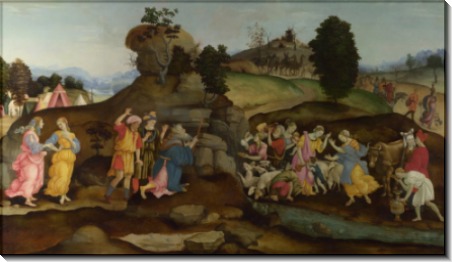 Моисей дает воду из скалы. Последователь Филиппино Липпи