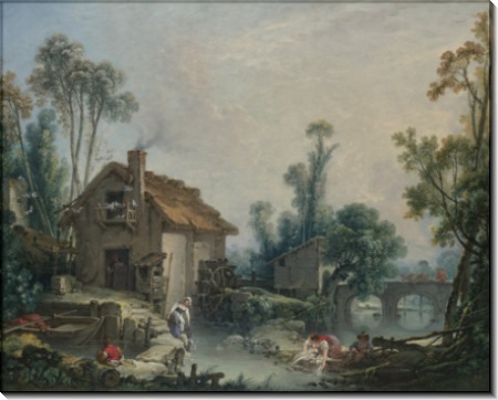 Пейзаж с водяной мельницей - Буше, Франсуа