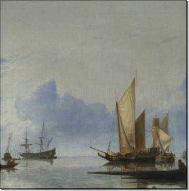 Голландские яхты и другие суда во время штиля у берега - Дюббельс, Хендрик Якобс