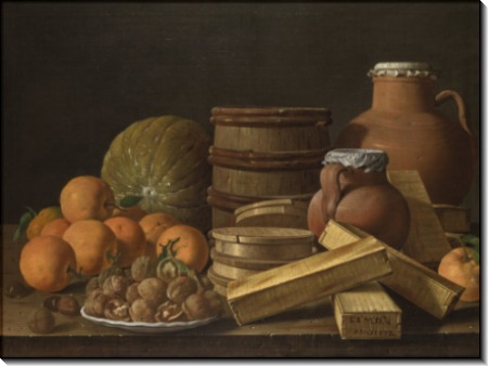 Натюрморт с апельсинами и грецкими орехами - Мелендес, Луис Эгидия