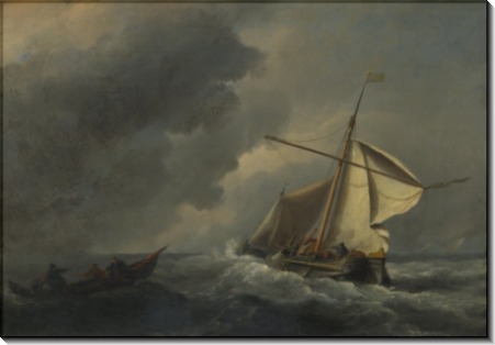 Голландский корабль  во время  сильного ветра - Велде, Виллем ван де (Младший)