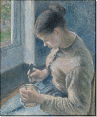 Завтрак, молодая крестьянка пьет кофе, 1881 - Писсарро, Камиль
