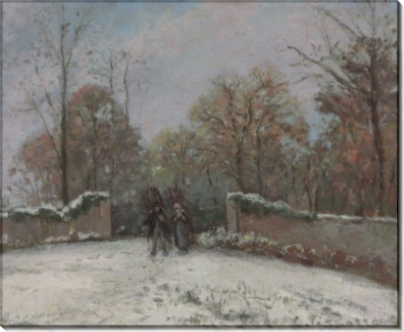 Вход в лес Марли, снег 1869 - Писсарро, Камиль