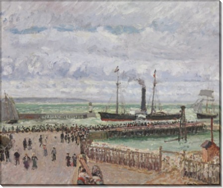 Вход в порт Гавра, вид на западный Волнорез, пасмурная погода, 1903 - Писсарро, Камиль