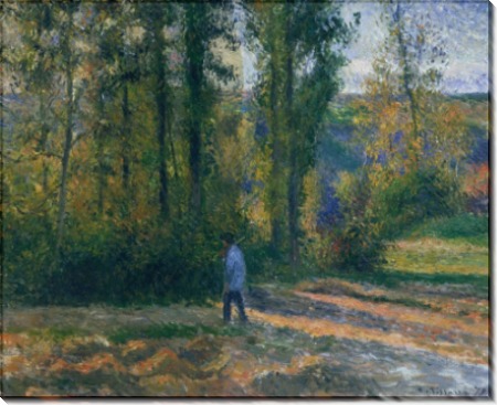 Пейзаж в Понтуазе с охотником, 1879 - Писсарро, Камиль