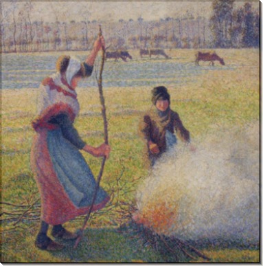 Крестьянка разжигает костер, 1888 - Писсарро, Камиль