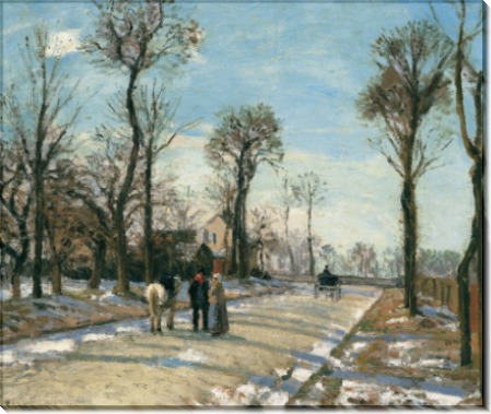 Дорога в Лувизьенне, зимний солнечный свет и снег,  1870 - Писсарро, Камиль