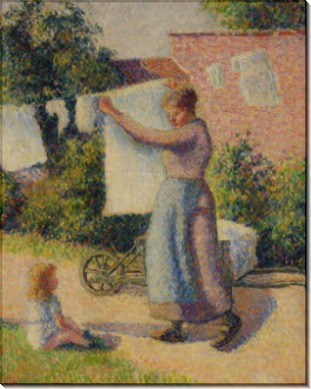 Женщина вешающая бельё, 1887 - Писсарро, Камиль