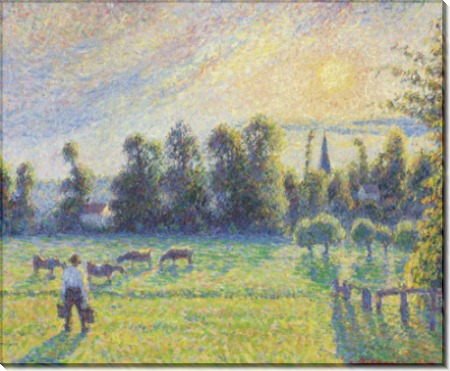 Пастбища, закат, Эрагни, 1890 - Писсарро, Камиль
