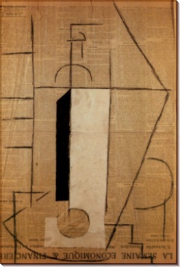 Бутылка на столе, 1912 - Пикассо, Пабло