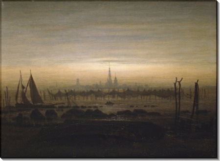 Грайфсвальд в лунном свете, 1816-17 - Фридрих, Каспар Давид