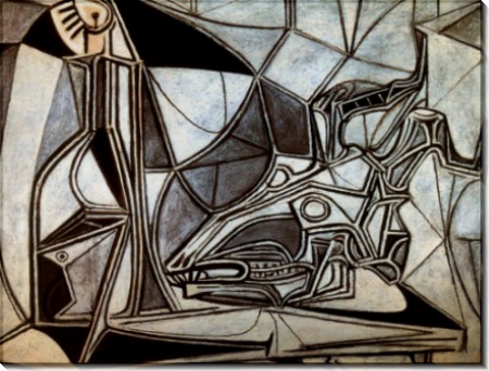 Череп козы, бутылки и свечи, 1952 - Пикассо, Пабло