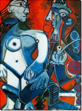 Стоящая обнаженная и мужчина с трубкой, 1968 - Пикассо, Пабло