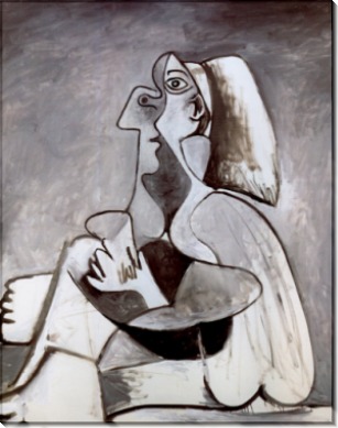 Сидящая женщина, левый профиль, колени подняты, 1962  P - Пикассо, Пабло