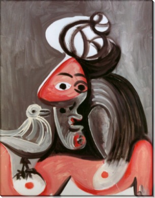 Женщина и птица, красный и серый, 1970 - Пикассо, Пабло