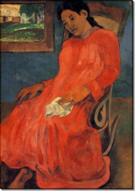 Женщина в красном платье, 1891 - Гоген, Поль 