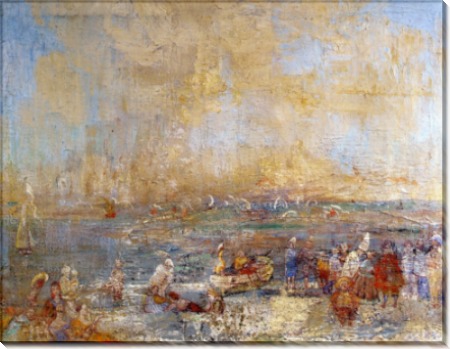 Карнавал на берегу моря на пляже, 1887 J - Энсор, Джеймс