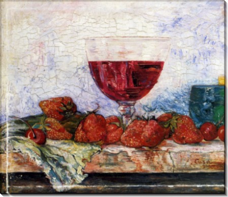 Бокал красного вина, клубника и вишни, 1892 - Энсор, Джеймс