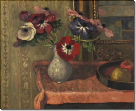 Натюрморт - ваза с цветами фруктами на столе - Андре, Альберт