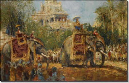 Махараджа и его слоны на шествии в фестивале Дуссехра в Майсур - Бастьен, Альфред