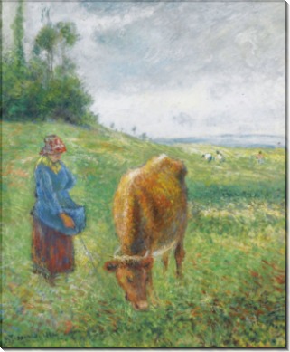 Пастушка с коровой, Кот-де-Гроте, Понтуаз, 1882 - Писсарро, Камиль