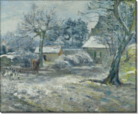 Ферма в Монтфоко, снег,  1874 - Писсарро, Камиль