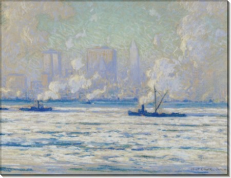 Зимний вид на Нью-Йорк из реки Гудзон, 1918 - Кларк, Элиот Кенди