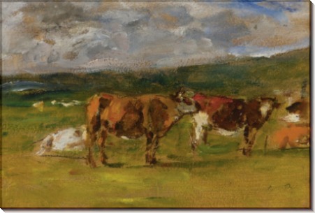 Коровы на пастбище, (набросок) 1880-85 - Буден, Эжен