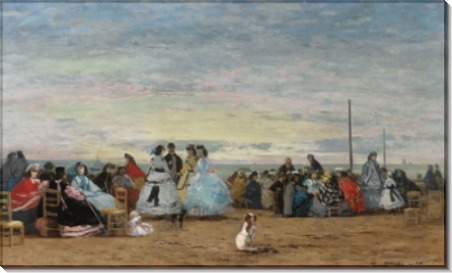 Сцена на пляже в Трувилле, 1864 - Буден, Эжен