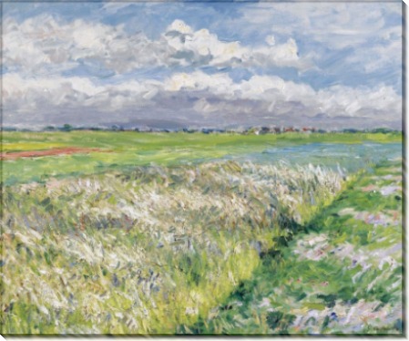 Равнина Женвилье, этюд в желтом  и зеленом, 1884 - Кайботт, Густав