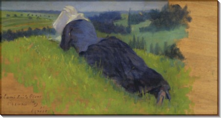 Крестьянка, лежа на траве, 1890 - Кросс, Анри Эдмон