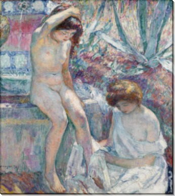 Сен-Тропе, мадам Лебаск и Марта возле фонтана, 1907 - Лебаск, Анри