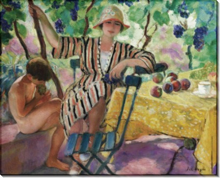 Сад летом (Пьер и Ноно под виноградом), 1920 - Лебаск, Анри