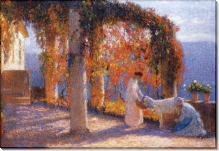 Беседка осенью с двумя женщинами и козой, 1915 - Мартен, Анри Жан Гийом