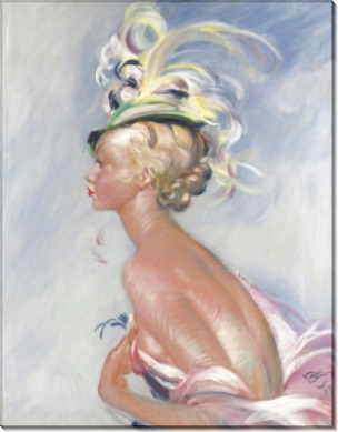Модная женщина в шляпе с перьями, 1933 -  Домерг,  Жан-Габриэль 