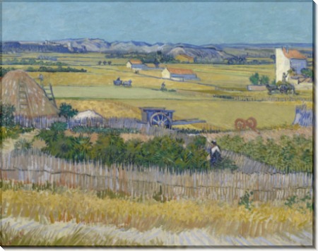 Сбор урожая в Ла Кро с Монтмажор на заднем плане (Harvest Landscape with Blue Cart), 1888 - Гог, Винсент ван