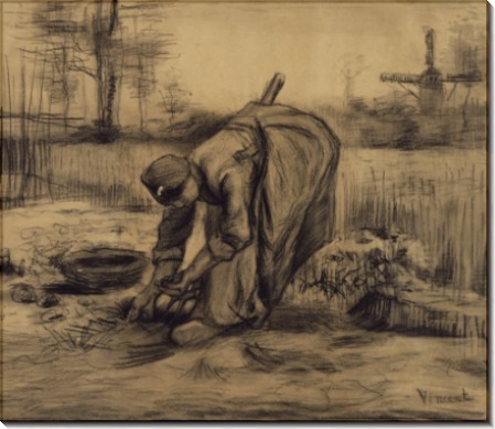 Крестьянка, копающая картофель ( Peasant Woman Lifting Potatoes), 1885 - Гог, Винсент ван