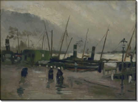 Причал с судами в Амстердаме (Quayside with Ships in Amsterdam), 1885 - Гог, Винсент ван