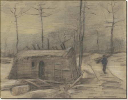 Зимний пейзаж с хижиной и фигурой (Winter Landscape with Hut and Figure), 1881 - Гог, Винсент ван